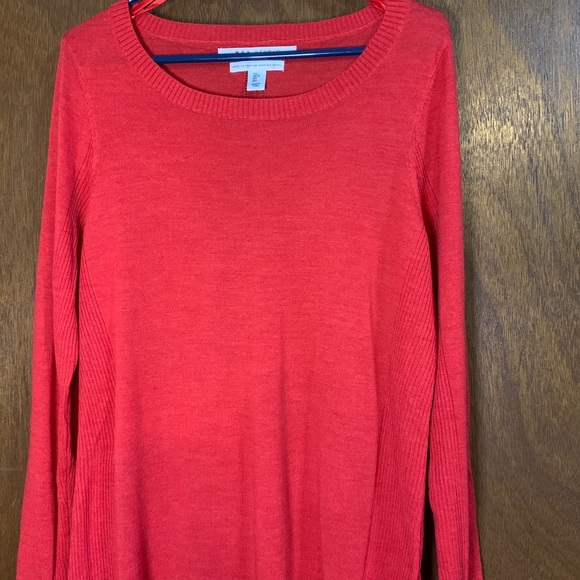 Max Studio Sweater Womens Size Large Dark Red Orange Extra Fine Merino Wool - Picture 1 of 6